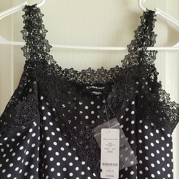 NWT Bebe polkadot blouse fits till S - Picture 2 of 4